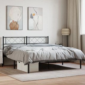 Estrutura de cama com cabeceira 140x200 cm metal preto