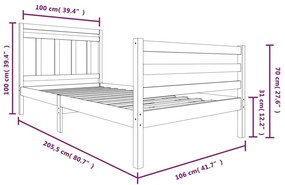 Estrutura de cama 100x200 cm madeira maciça