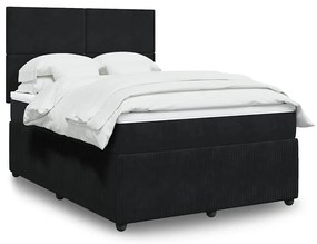 vidaXL Cama com molas/colchão 140x190 cm veludo preto