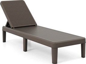 Espreguiçadeira de jardim exterior em PP, com encosto ajustável em 4 posições, pés elevados e capacidade de carga de 150 kg, para terraço ou pátio, Ca