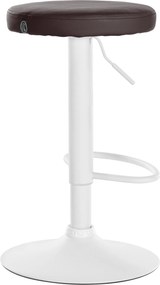 Conjunto de 2 bancos altos em couro sintético de estrutura branca 60-81 x 38,5 cm castanho