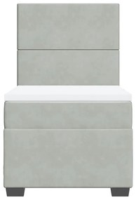 Cama com molas/colchão 90x200 cm veludo cinza-claro