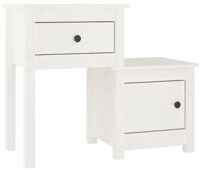 Mesas de cabeceira 2 pcs 79,5x38x65,5 cm pinho maciço branco