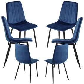 Pack 6 Cadeiras Veludo Liny - Azul