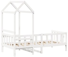 Sofá-cama c/ telhado 90x190 cm madeira de pinho maciça branco