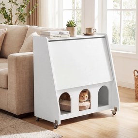 Secretária para Computador com Rodas, 78,5 x 57,5 x 80 cm, Ala Lateral Dobrável, Branco