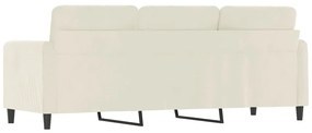 Sofá de 3 lugares 180 cm veludo cor creme