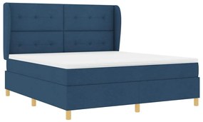 Cama Box Spring VidaXL Azul com Colchão 180x200 cm Tecido