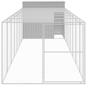 Casota cães c/ parque 214x865x181 cm aço galvaniz. cinza-claro