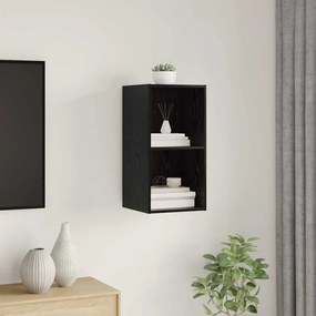 vidaXL Armário de TV de Parede em Carvalho Preto - 37 x 37 x 72 cm, Feito em Madeira Projetada