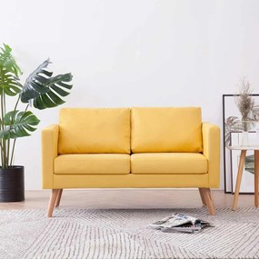 Sofá de 2 lugares em tecido amarelo