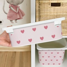 Autocolante para caixa IKEA TROFAST - Corações cor-de-rosa