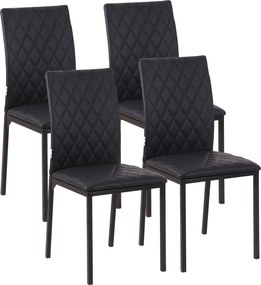 HOMCOM Conjunto de 4 Cadeiras de Sala de Jantar Estofadas com Pés de Metal Cadeiras Modernas 41x50x91 cm Preto | Aosom Portugal