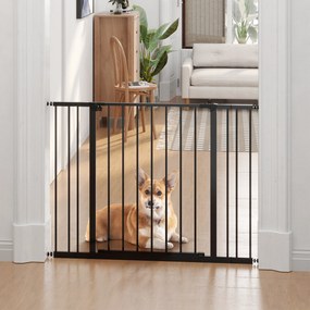 Barreira de Segurança para Animais de Estimação Extensível para Escadas e Portas Barreira de Segurança 76-107x76 cm Preto