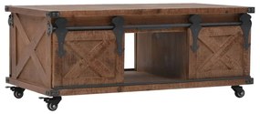 Mesa de centro em madeira de abeto maciça 91x51x38 cm castanho