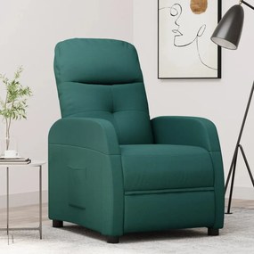 vidaXL Poltrona reclinável tecido verde-escuro