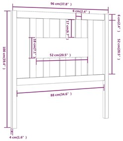 Cabeceira de cama 96x4x100 cm pinho maciço castanho mel