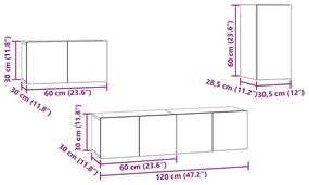 Conjunto de móvel de TV 4 pcs Carvalho Preto 30.5 x 30 x 60 cm