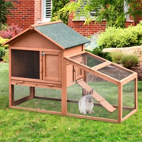 Casa para coelhos de madeira Casa Exterior para Coelhos Teto de pano de asfalto 144x64.5x100 cm Estrutura grande