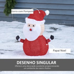 Outsunny Pai Natal de Tecido com Luzes LED Figura Decorativa Luminosa de Natal com Botão de Interruptor para Interior e Exterior Ø30x51cm Preto Branco e Vermelho