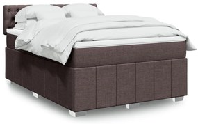 vidaXL Cama com molas/colchão 160x200 cm tecido castanho-escuro