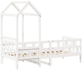 Sofá-cama c/ telhado 90x190 cm madeira de pinho maciça branco