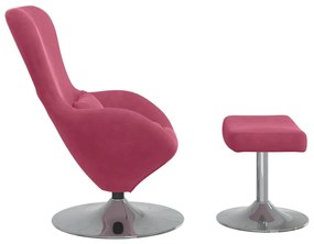 Poltrona Egg vidaXL com Puff Veludo Vermelho