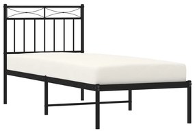 Estrutura de cama metal s/ colchão c/ cabeceira 75x190 cm preto