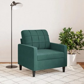 Poltrona 60 cm veludo verde-escuro