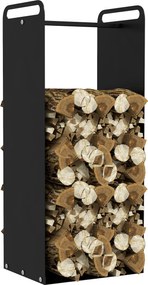 Suporte para lenha de interior 37 x 30 x 90 cm com alças resistentes à ferrugem e ao desgaste, aço preto