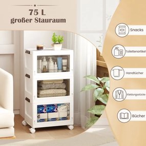 conjunto de 3 caixas empilháveis de plástico branco (75 L) tampa dobrável branco