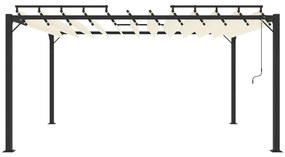 Gazebo com telhado de persiana 3x4 m tecido creme e alumínio
