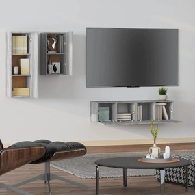 Conjunto móveis de TV 4 pcs madeira processada sonoma cinza