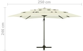Guarda-sol de jardim com poste de alumínio 250x250 cm areia