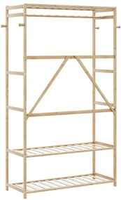 Roupeiro com prateleiras 110x40x175 cm bambu
