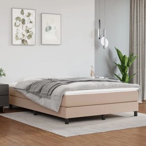 vidaXL Estrutura de cama com molas 140x190 cm couro artificial cappuccino