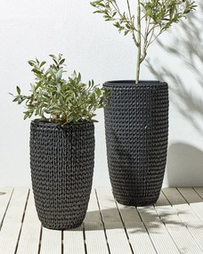 Conjunto de 2 vasos para plantas em rattan preto CEDRUS Beliani