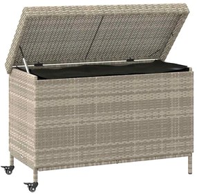 Caixa de arrumação com rodas 110x55x73 cm vime PE cinza-claro