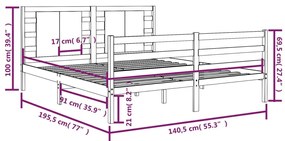 Cama sem colchão 135x190 cm madeira de pinho maciça