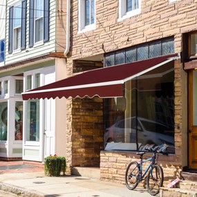 Toldo retrátil 3,6 x 3 m em alumínio com manivela e poliéster impermeável para exterior Cor de Vinho