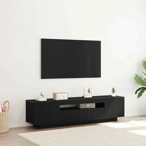 Gabinete de TV vidaXL com luzes LED em Preto Carvalho, 160x35x40 cm em