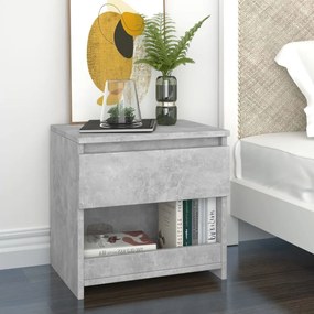 vidaXL Mesa de cabeceira 40x30x39 cm contraplacado cinzento cimento