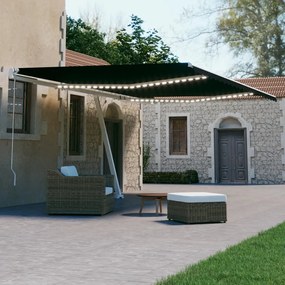 vidaXL Toldo automático com LED e sensor de vento 500x300 cm antracite