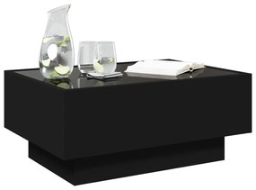 Mesa de centro c/ LEDs 70x50x30 cm derivados de madeira preto