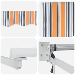 Toldo Retrátil Automático Listrado Multicolorido 400x300 cm