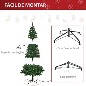 HOMCOM Árvore de Natal Artificial 180cm Ignífugo com 624 Ramos 48 Deco