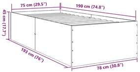 Estrutura de cama 75x190 cm derivados madeira carvalho castanho