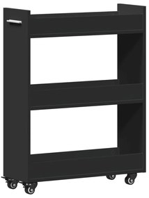 Armário com rodas 60x22x79 cm derivados de madeira preto