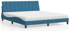 Cama com colchão 180x200 cm veludo azul