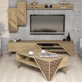 Conjunto de Mobiliário de Sala Beril – Carvalho – Medidas Variadas
